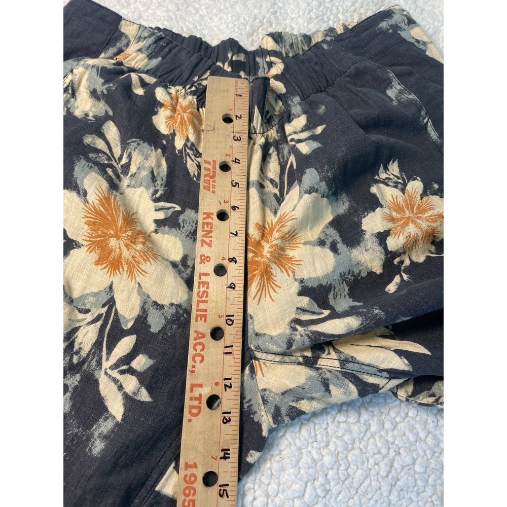 Free People Pants Womens XL Gray Linen Blend Wide Leg Floral Ankle Pull On Boho - Picture 4 of 9